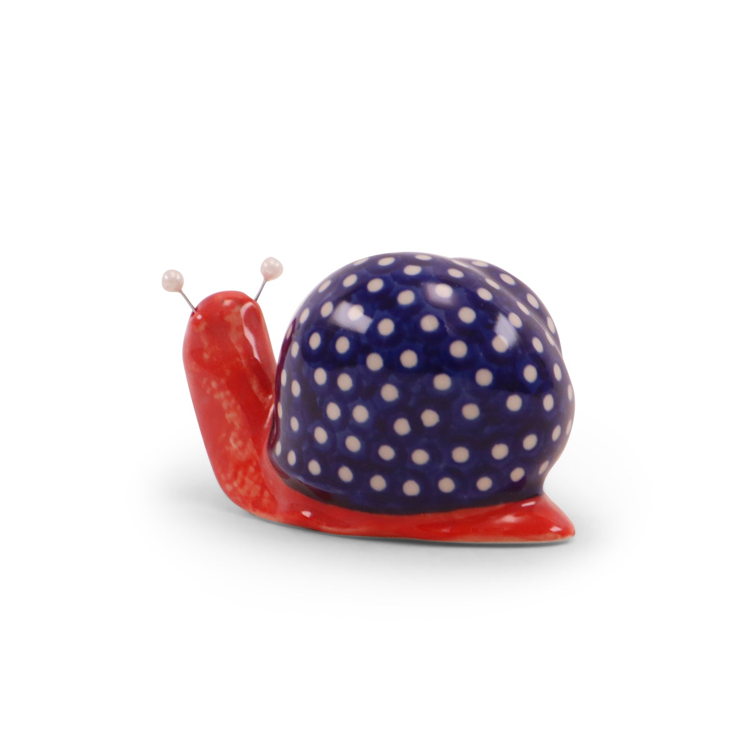 3"x2" Snail Figurine. Pattern: Red