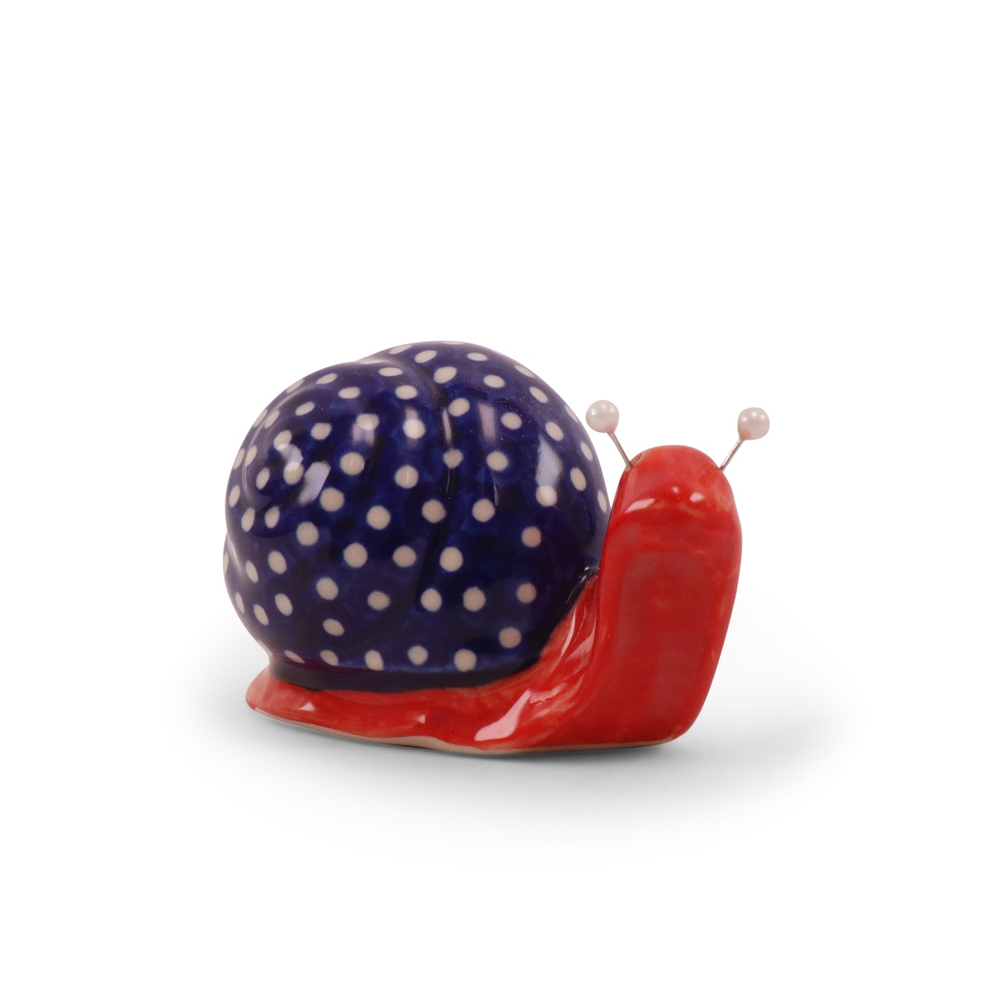 3"x2" Snail Figurine. Pattern: Red