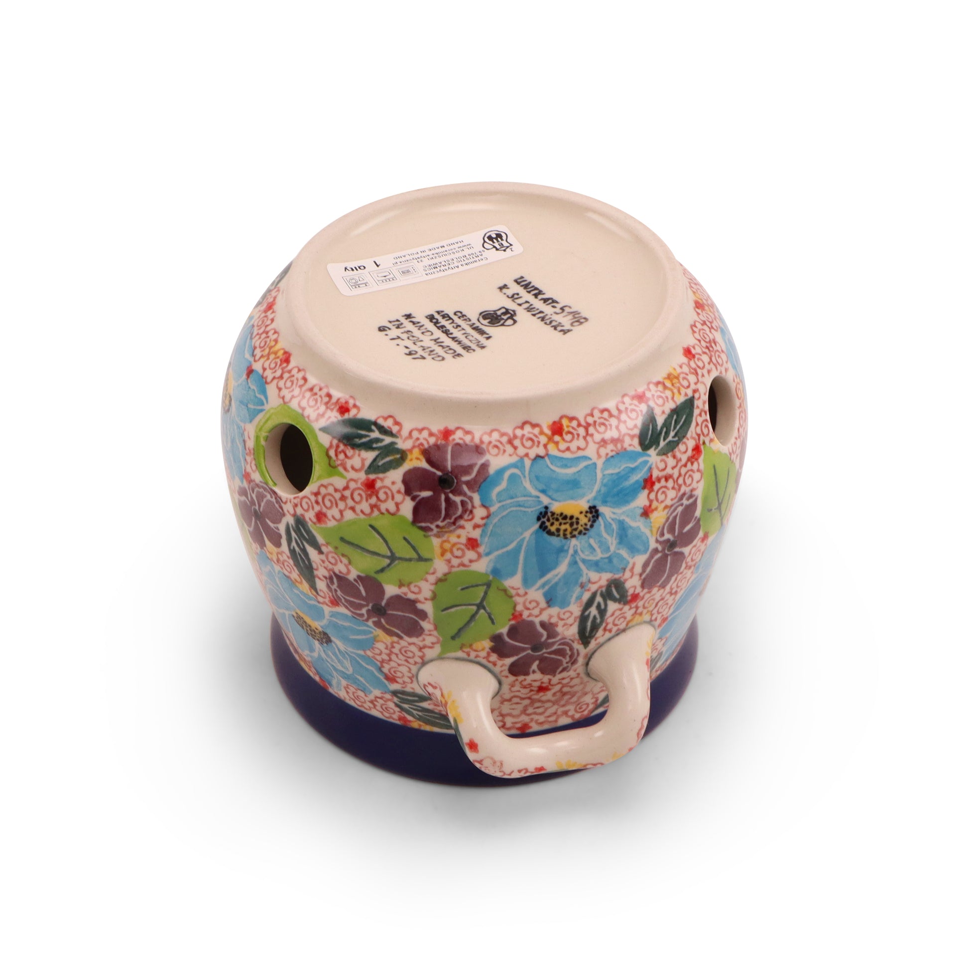 4.5"x6" Covered Garlic Jar with Handles Pattern: Summertime