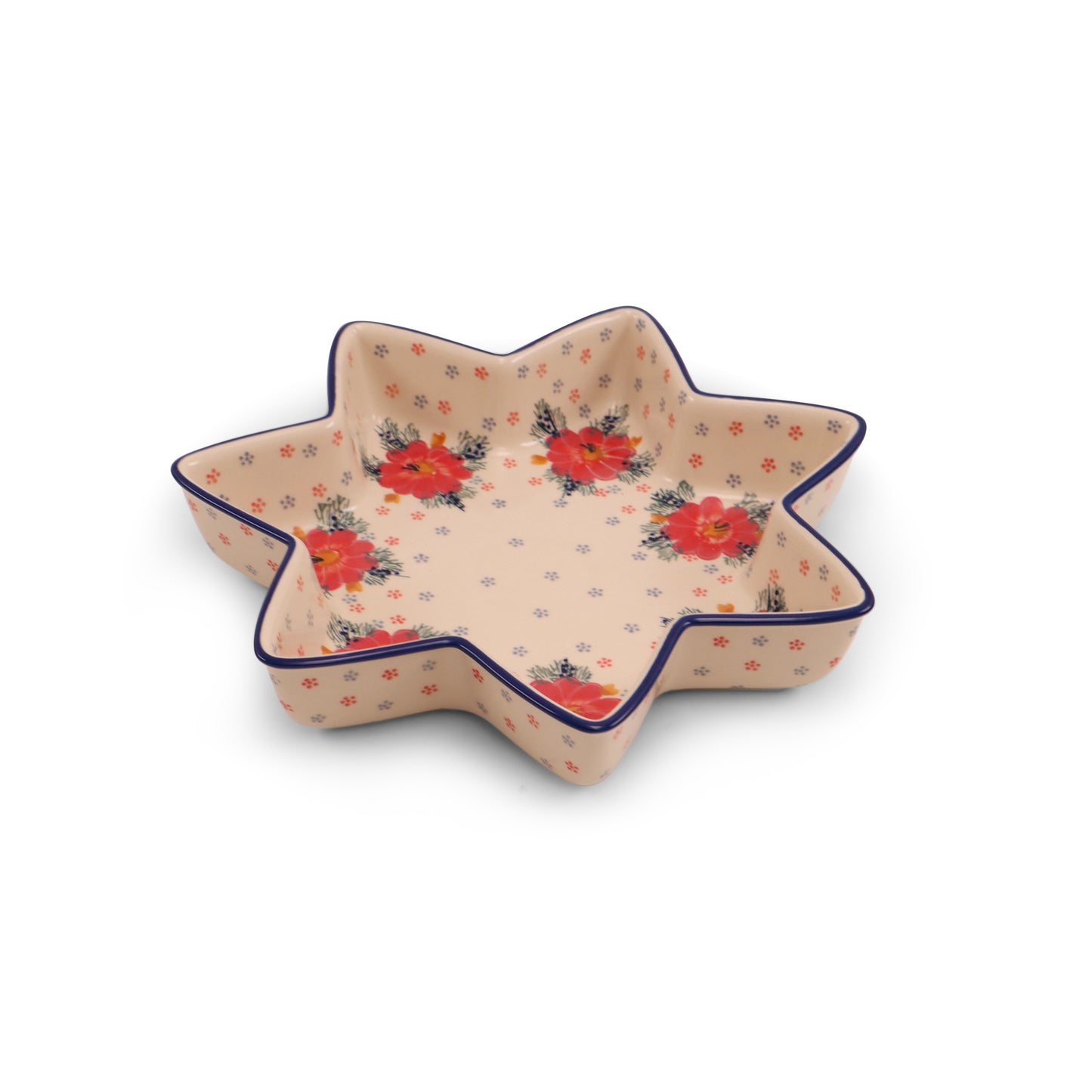 10" Large Star Bowl .Pattern: Red Poppy