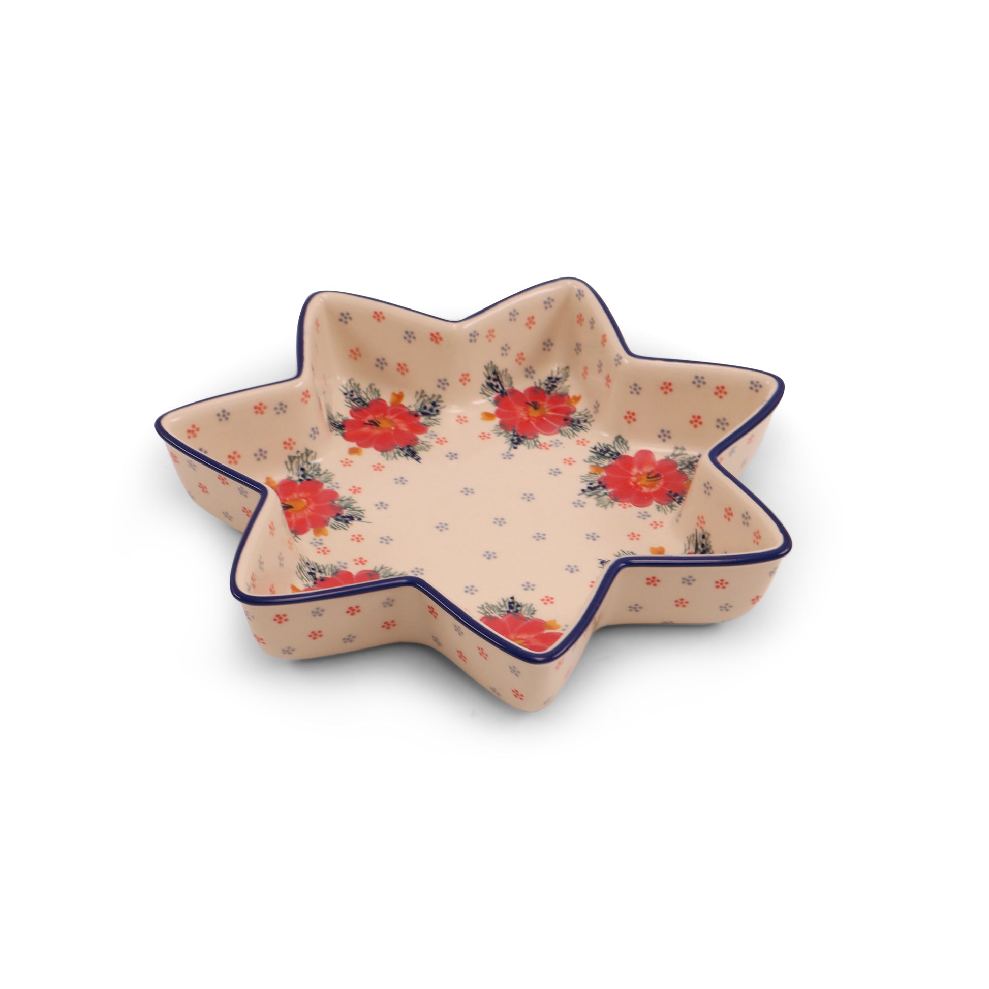 10" Large Star Bowl .Pattern: Red Poppy