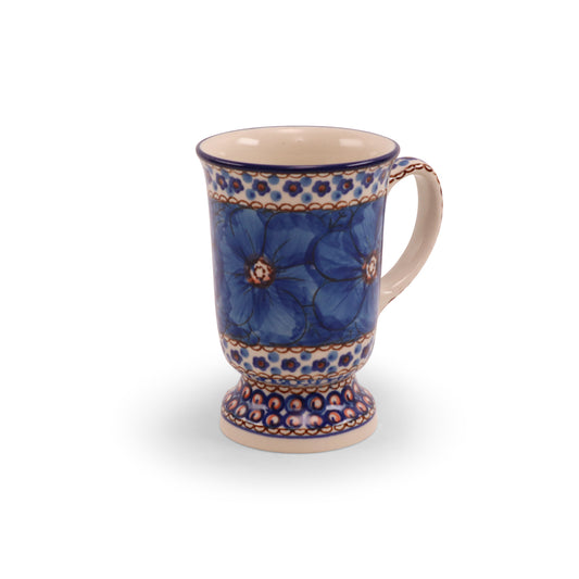 10oz Pedestal Mug. Pattern: Cobalt Chyla