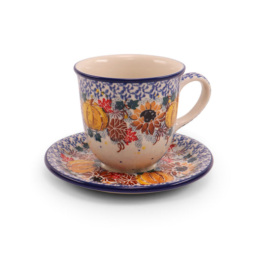 11oz Cup and Saucer. Pattern: Fall in Love