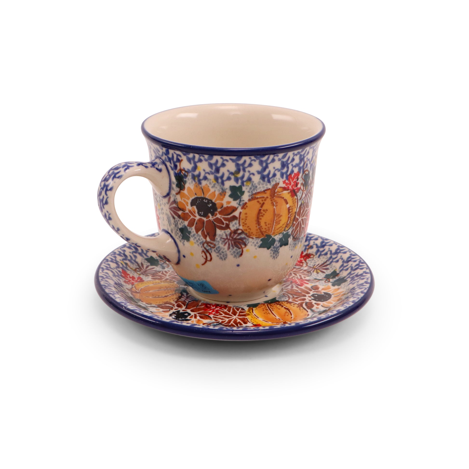 11oz Cup and Saucer. Pattern: Fall in Love