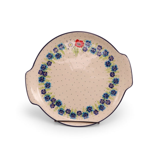 12" Round Tray with Handles. Pattern: May Day