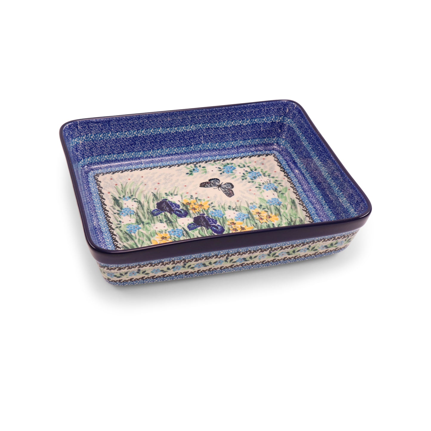 12"x10"x3" Rectangle Baker. Pattern: Iris Fame