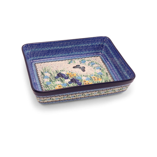 12"x10"x3" Rectangle Baker. Pattern: Iris Fame