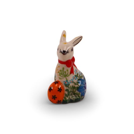 Mini Bunny with Egg Figurine. Pattern: Orange Egg