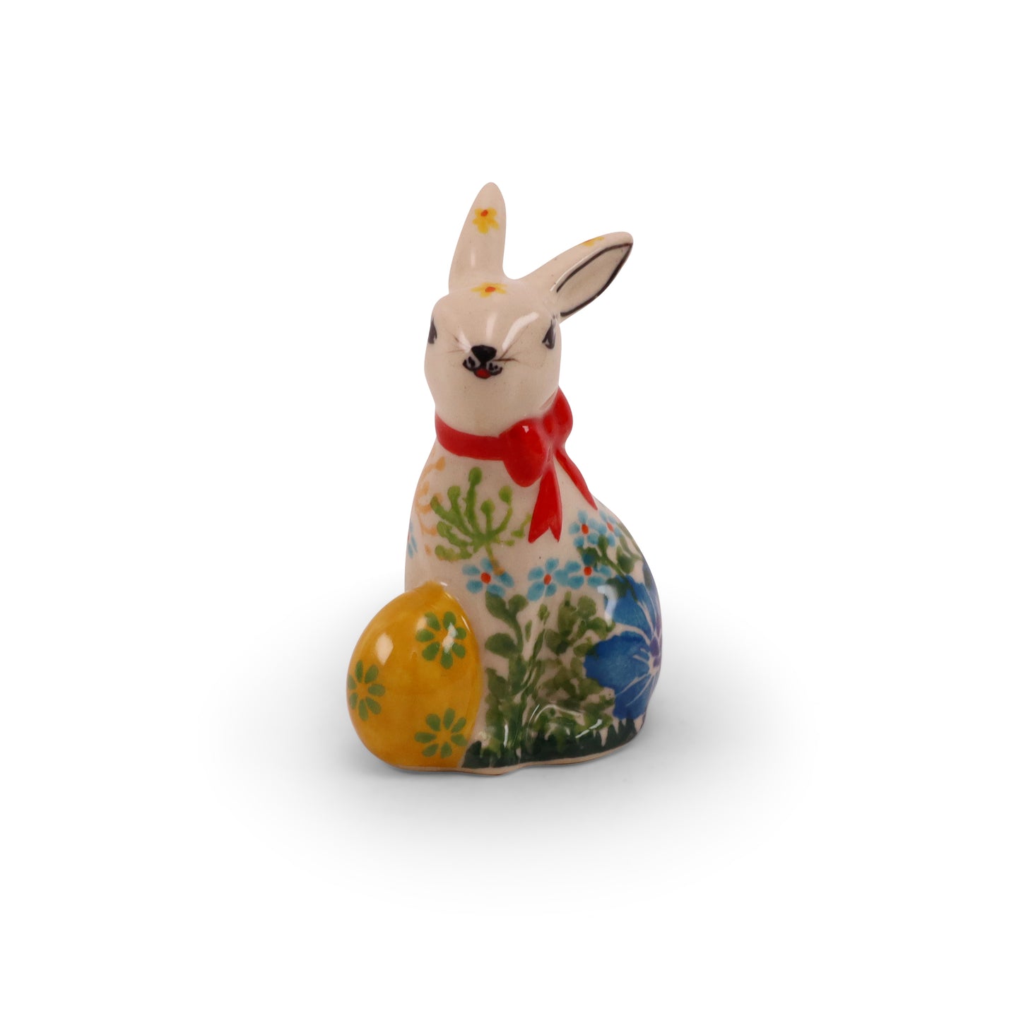 Mini Bunny with Egg Figurine. Pattern: Yellow Egg