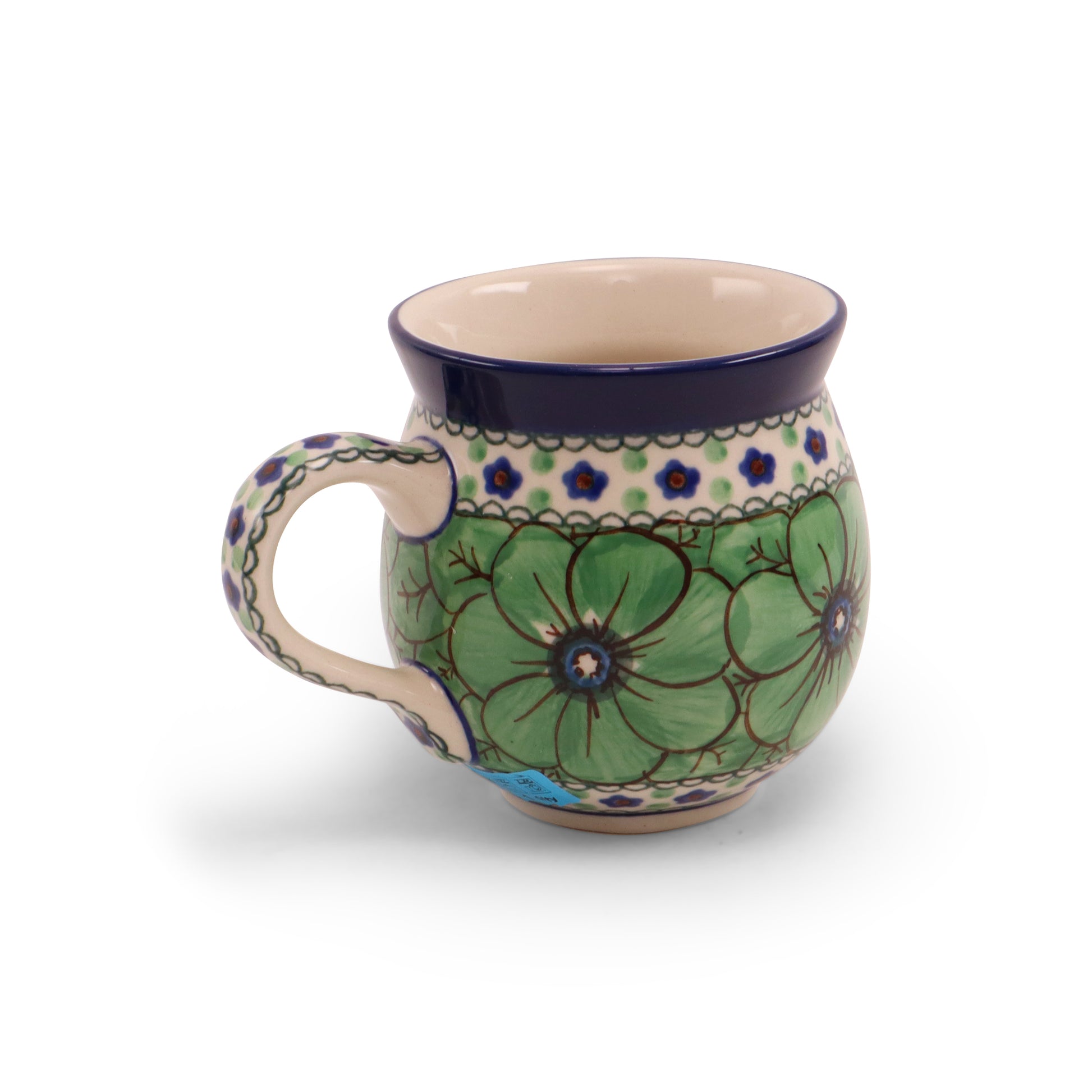 12oz Belly Mug. Pattern: Jade Poppy