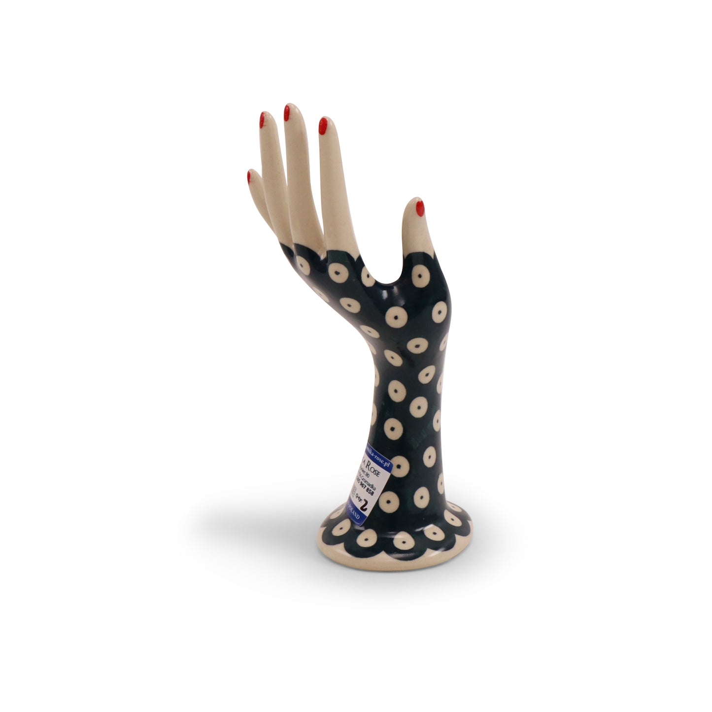 7"x3" 2Q Jewelry Hand Stand. Pattern: Owl Eye Emerald