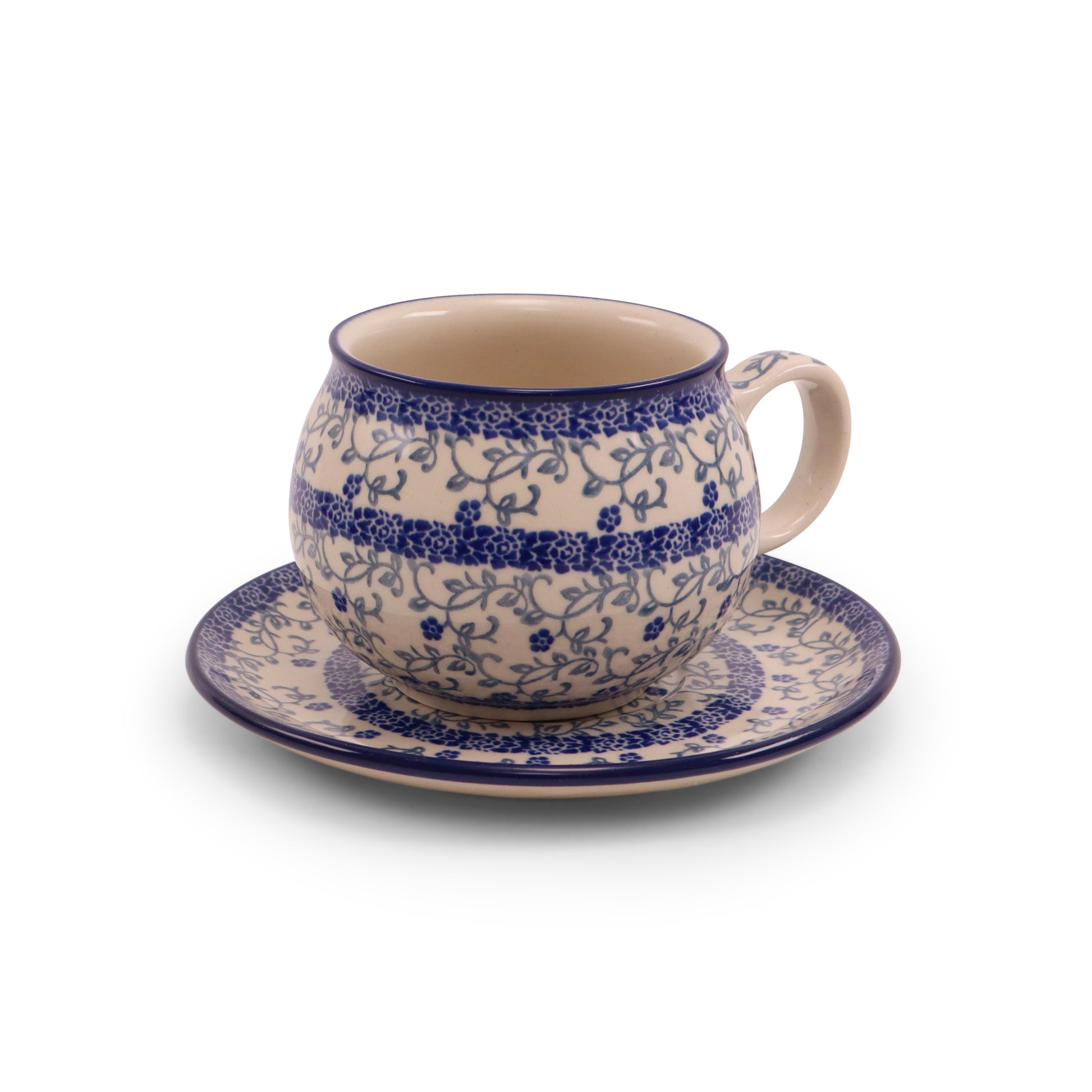 12oz Cup and Saucer. Pattern: Periwinkle