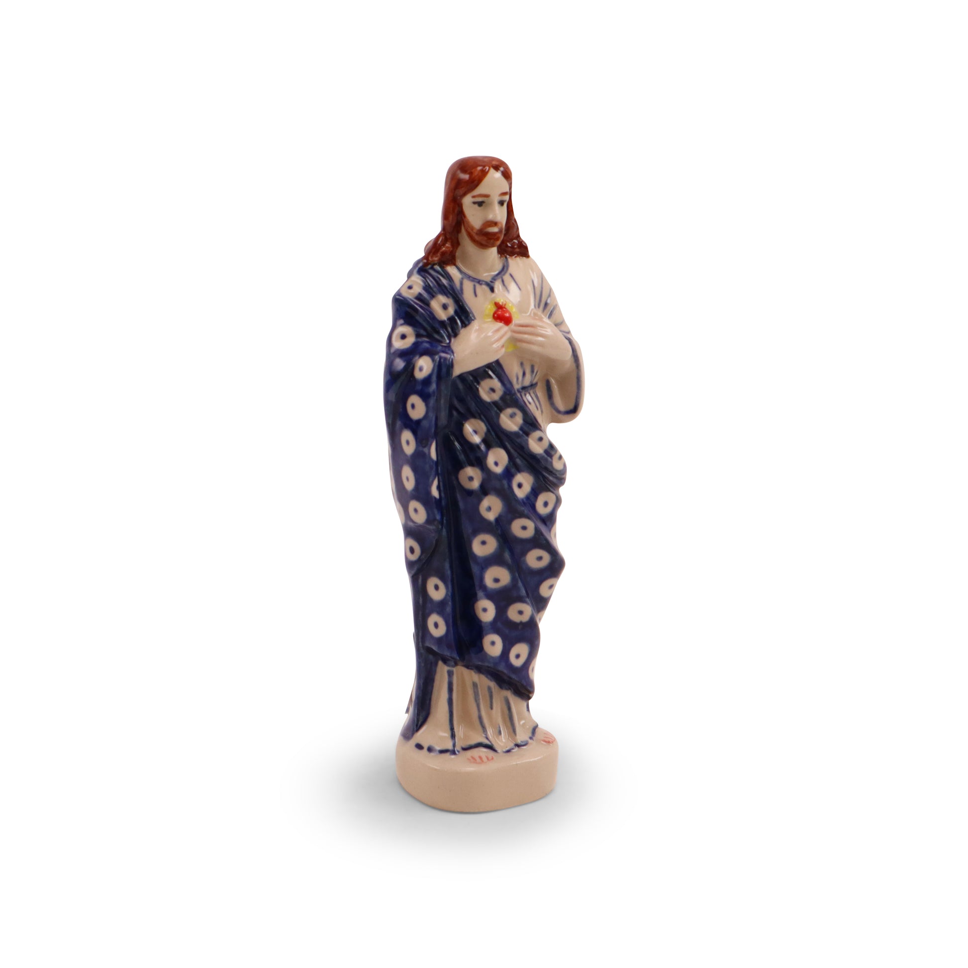 7"x3" Jesus Christ Figurine. Pattern: Owl Eye Cobalt