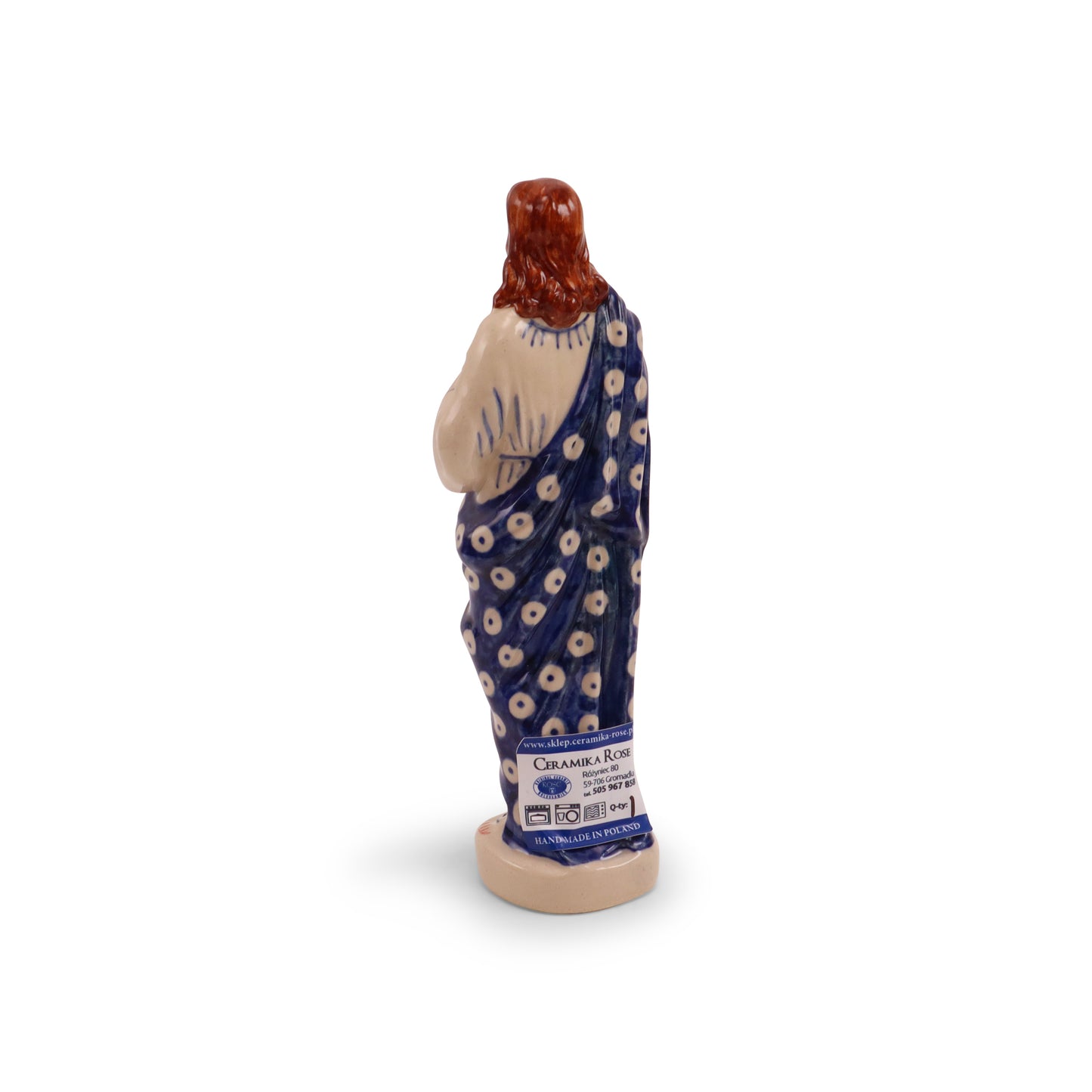 7"x3" Jesus Christ Figurine. Pattern: Owl Eye Cobalt