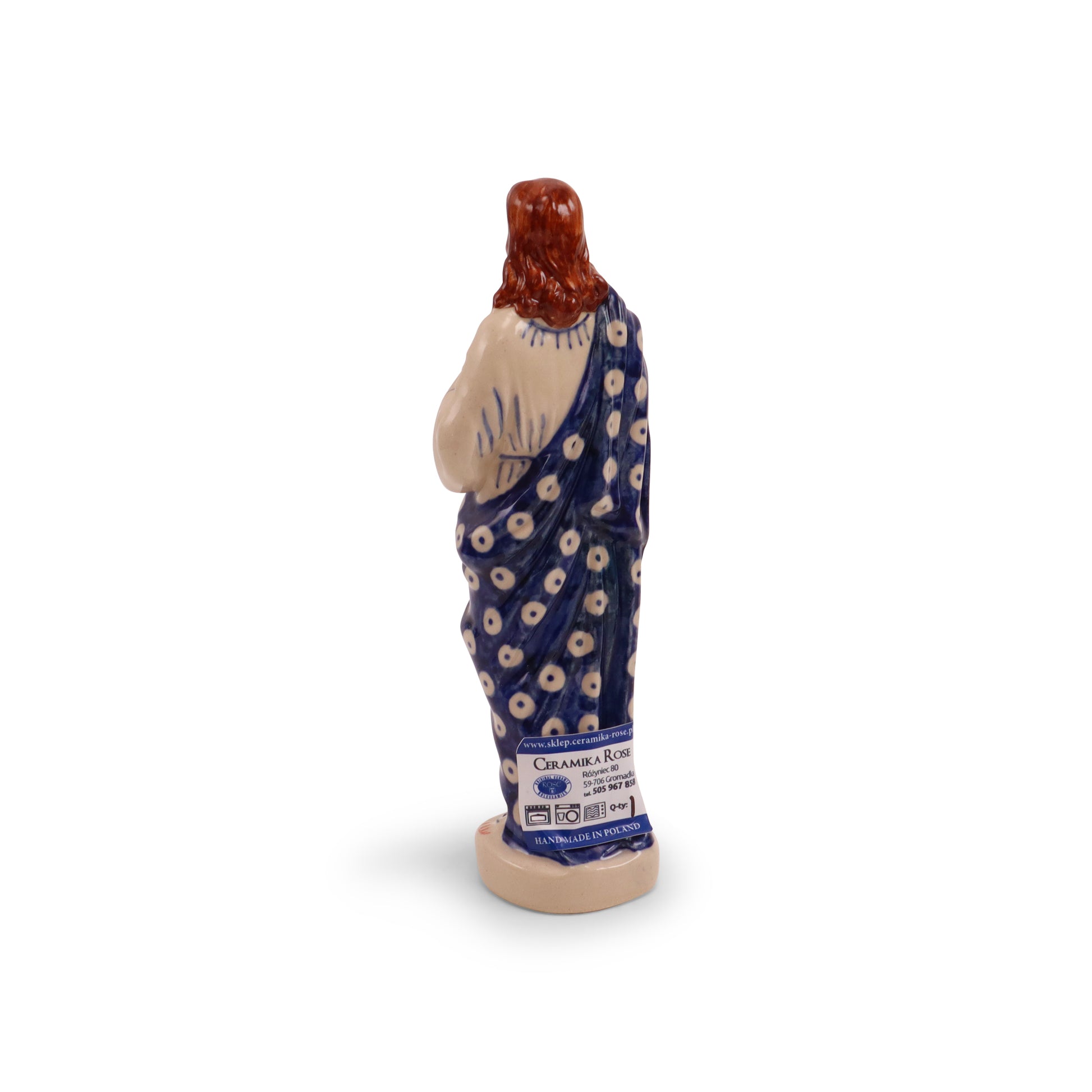 7"x3" Jesus Christ Figurine. Pattern: Owl Eye Cobalt