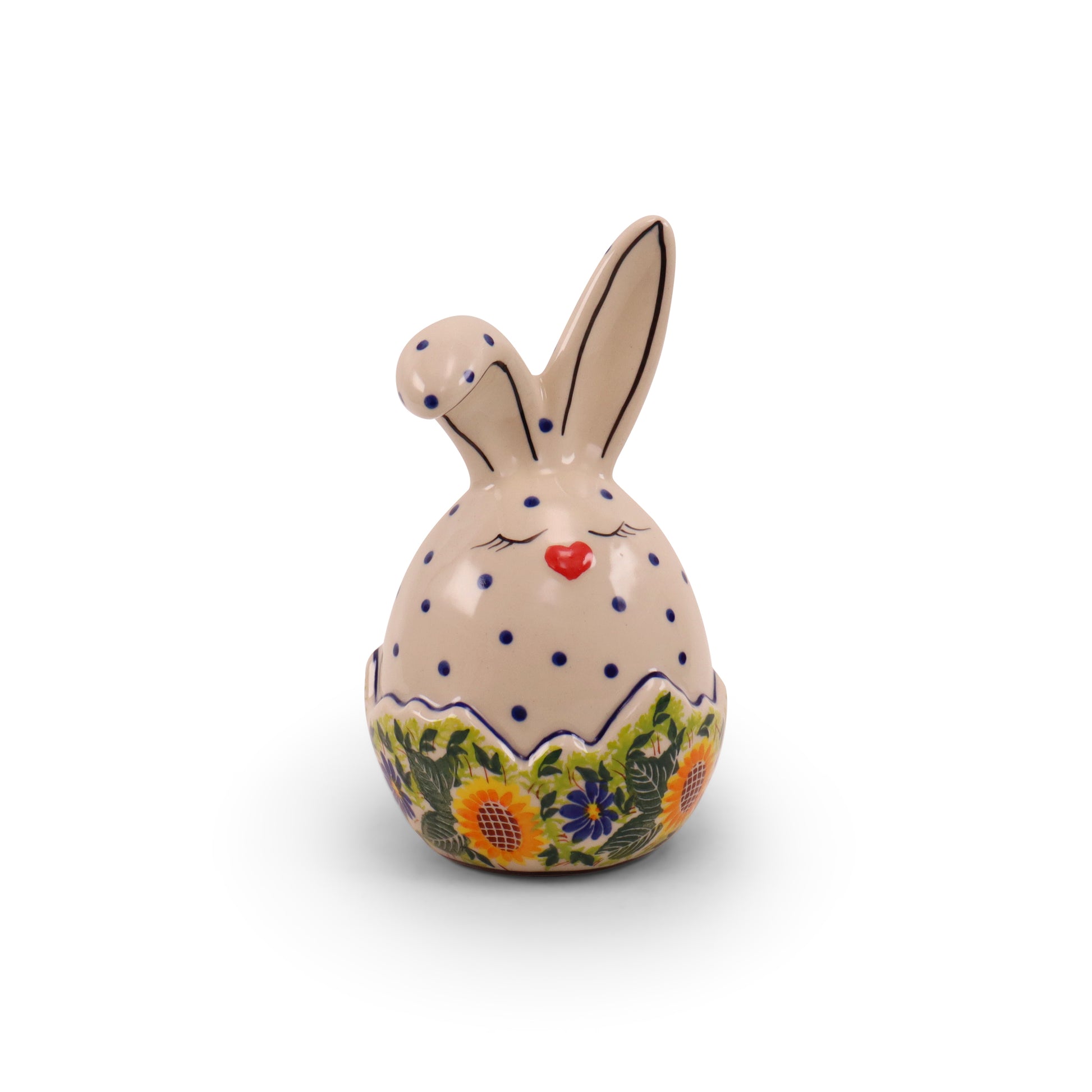 8"x4" Bunny in the Bank Figurine. Pattern: Sunflower