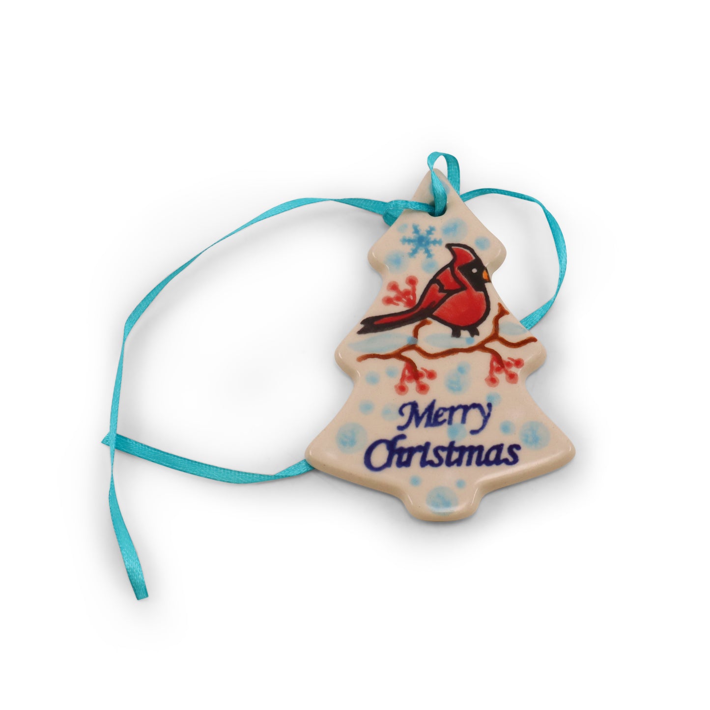 2.5"x4" Christmas Tree Ornament. Pattern: Cardinal Chill