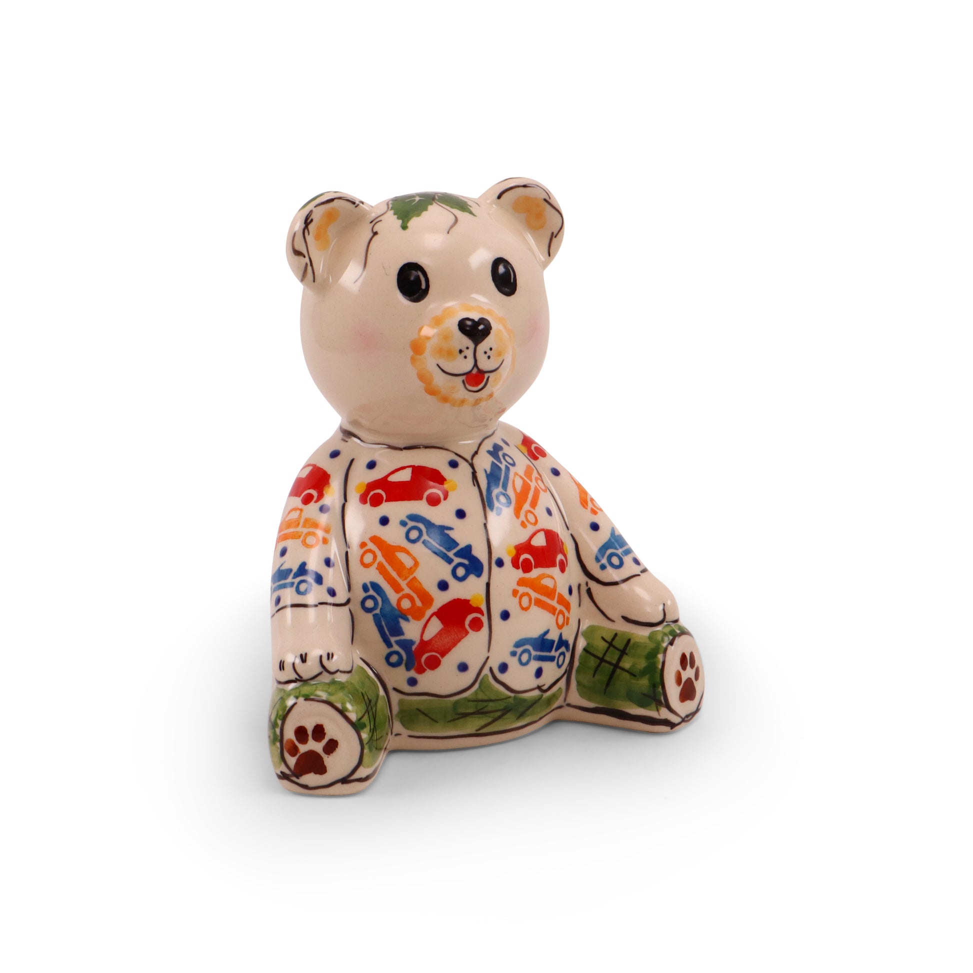 6.5"x5" Teddy Bear Bank. Pattern: Cars