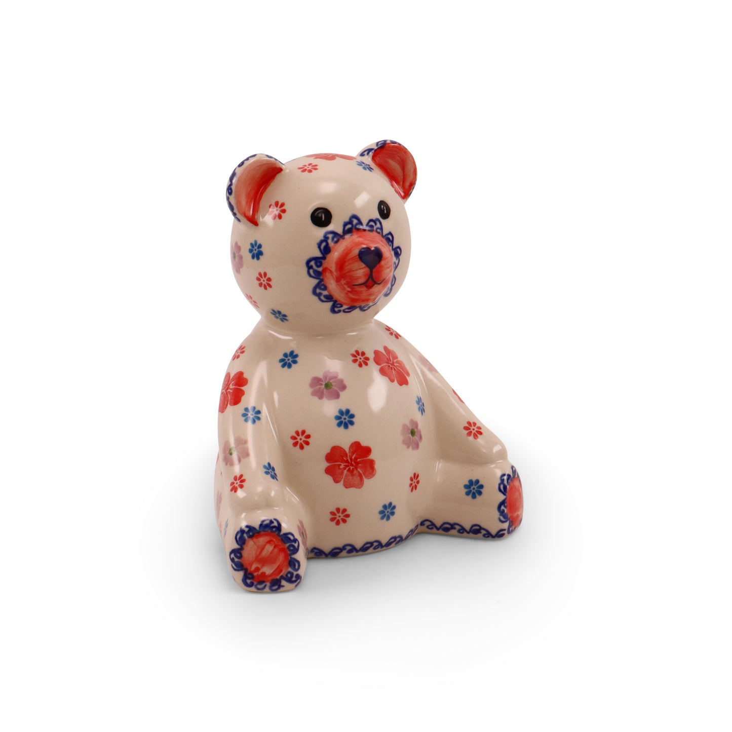 6.5"x5" Teddy Bear Bank. Pattern: Flowers