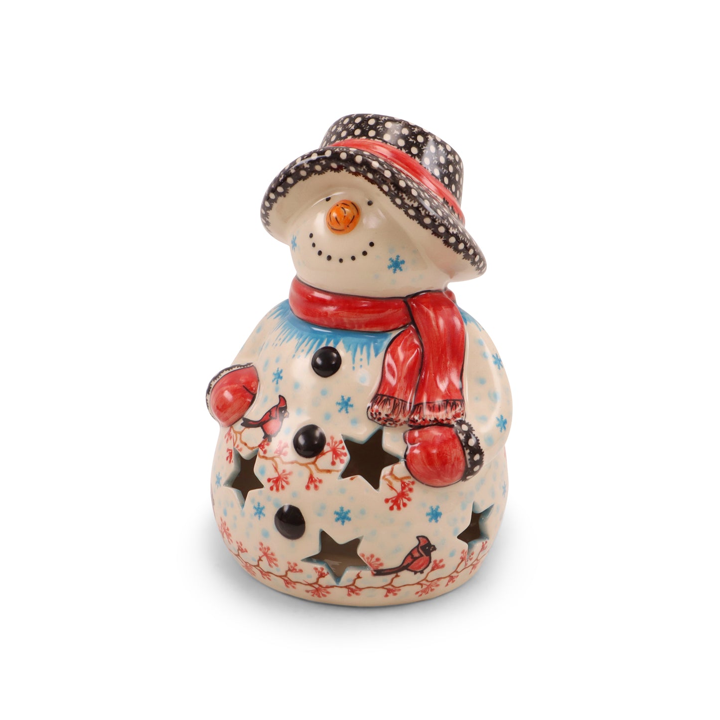 7"x11" Snowman Luminary. Pattern: Cardinal Chill