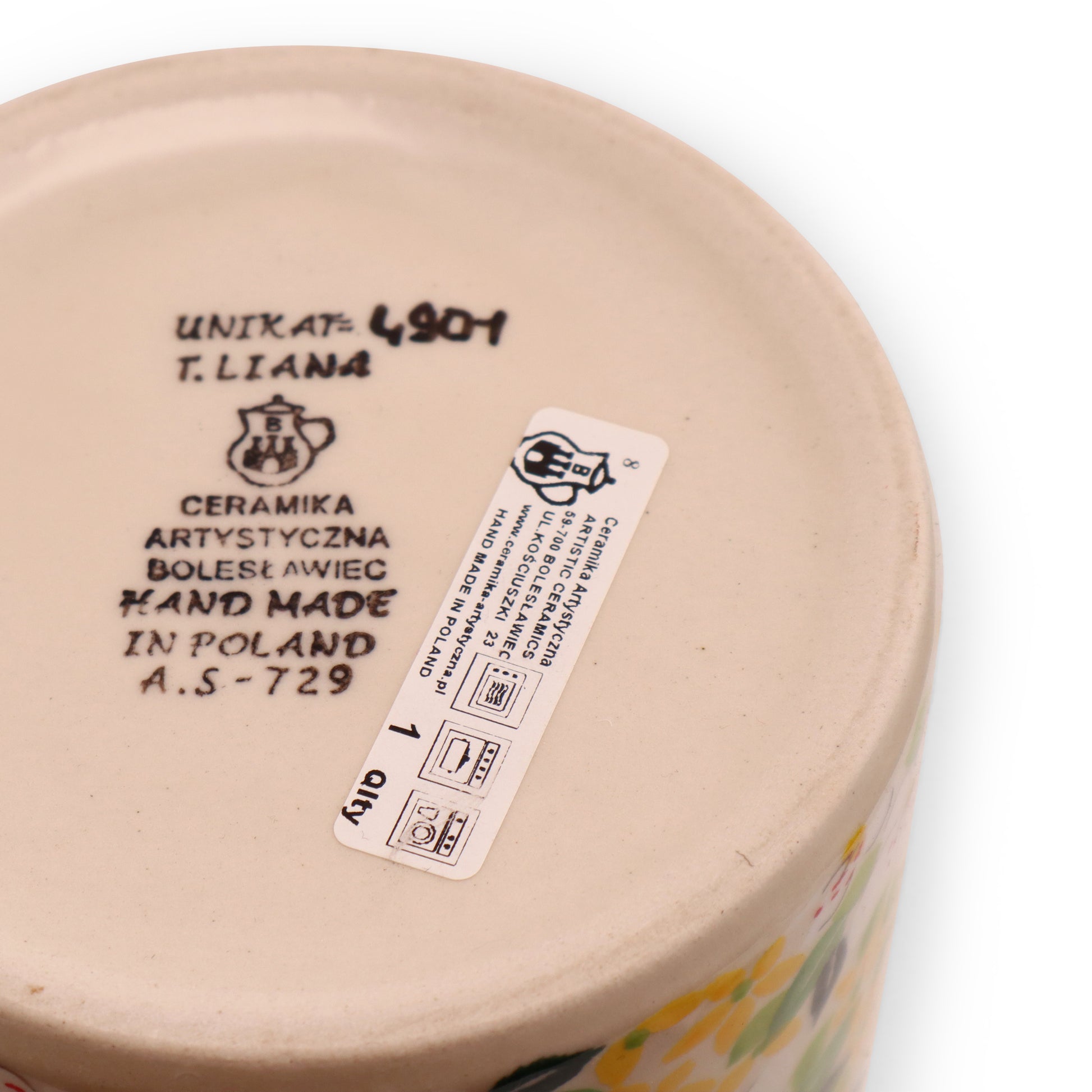 14" Spaghetti Container with Lid. Pattern: Citronella