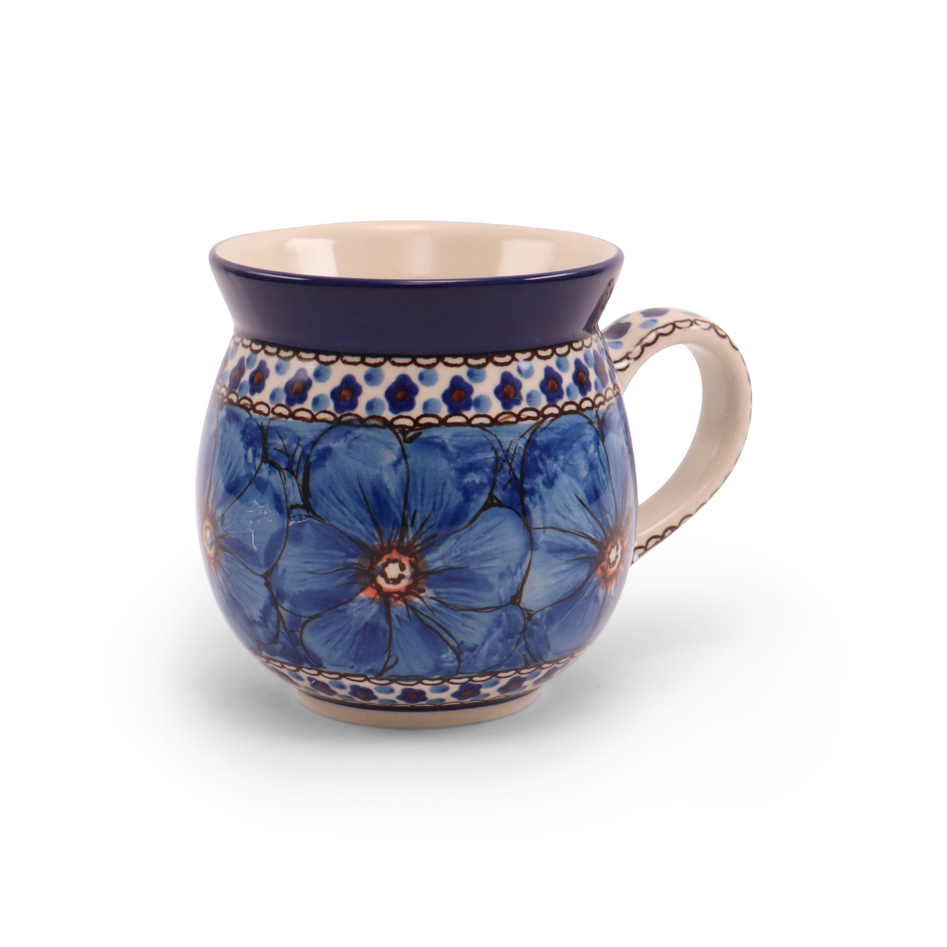 16oz Belly Mug. Pattern: Cobalt Chyla