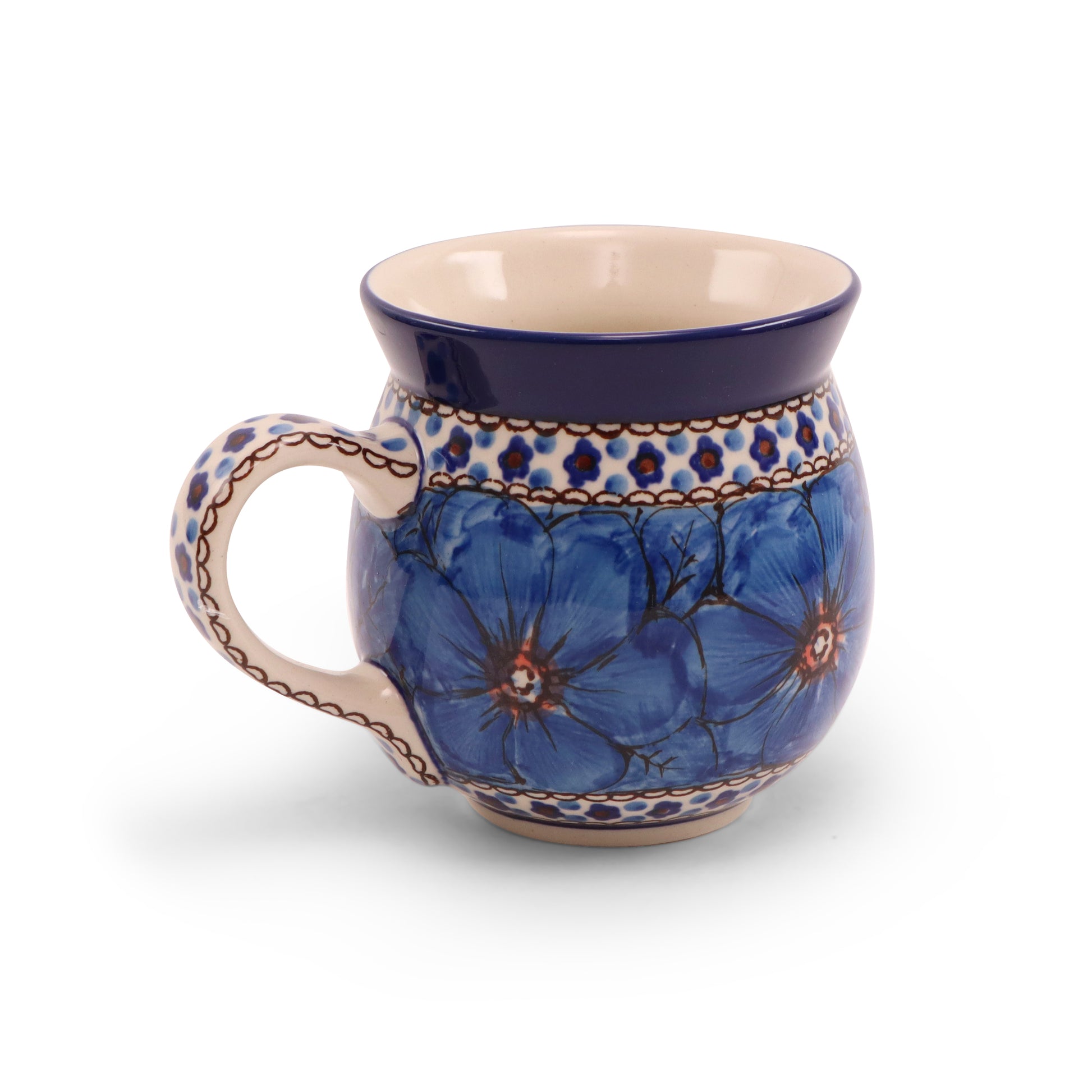 16oz Belly Mug. Pattern: Cobalt Chyla