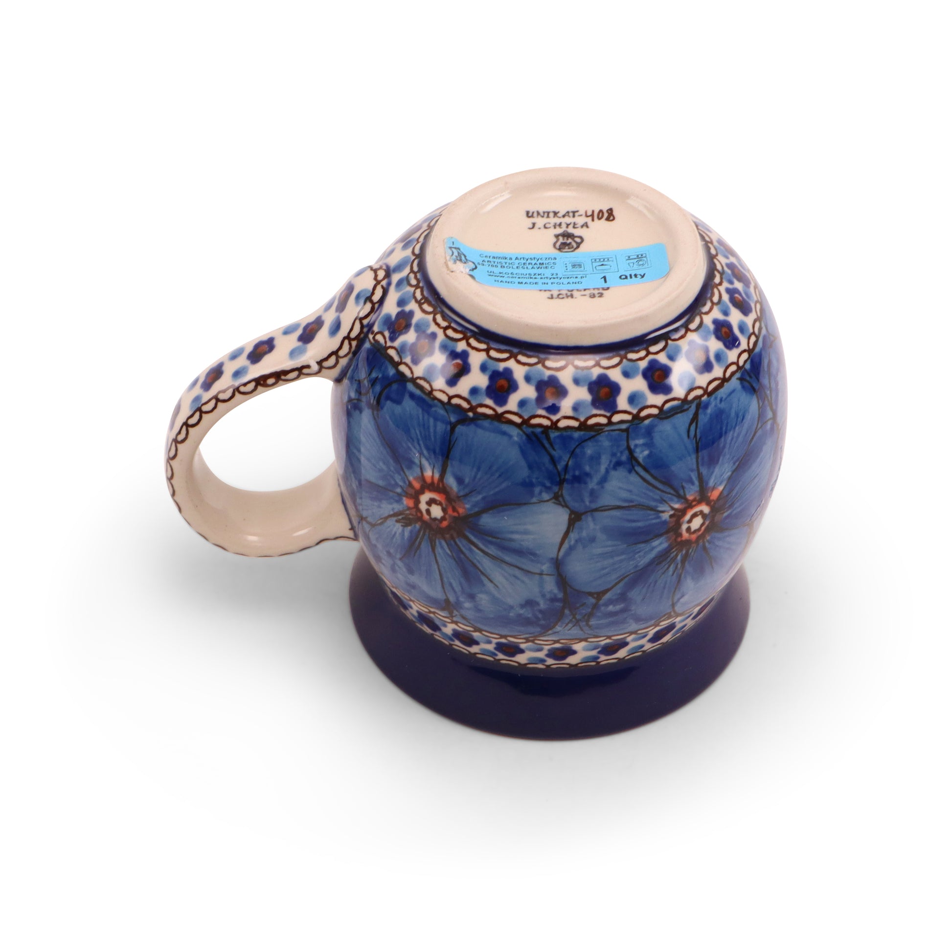 16oz Belly Mug. Pattern: Cobalt Chyla
