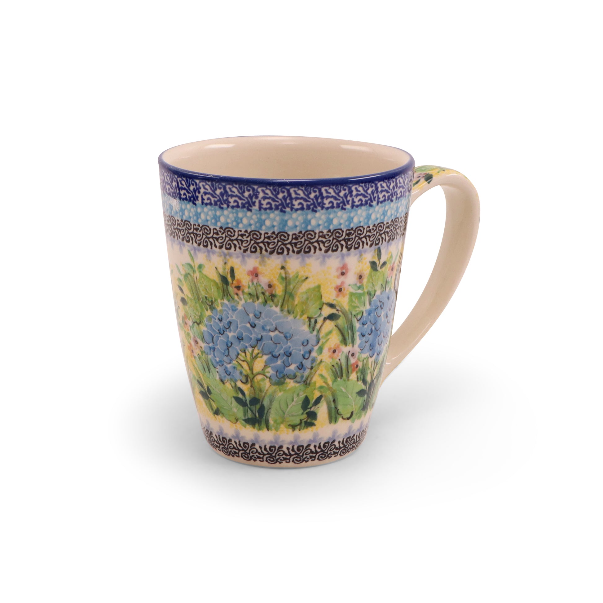 22oz Director Mug. Pattern: Hydrangea