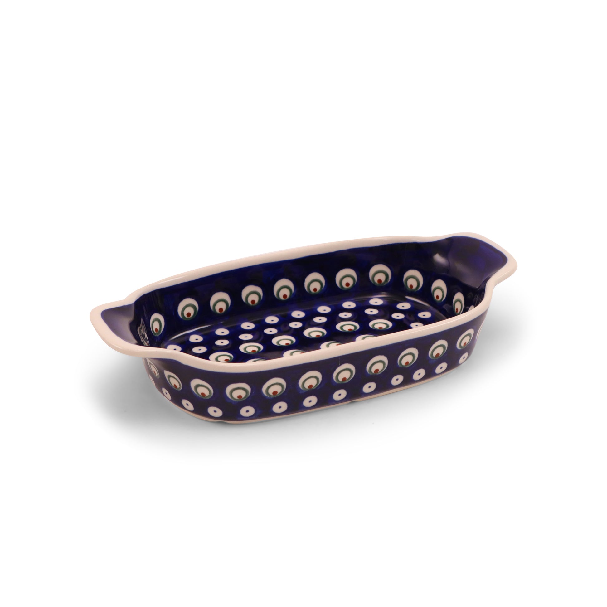 8"x5"x1.5 Baker with Handles. Pattern: Private Eyes