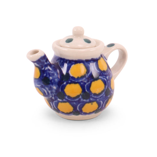 Mini Decorative Teapot. Pattern: Lemon Drops