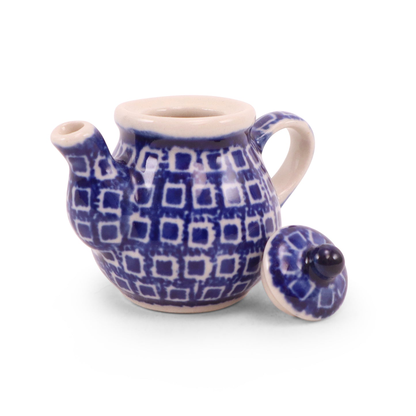 Mini Decorative Teapot. Pattern: Blue Tiles