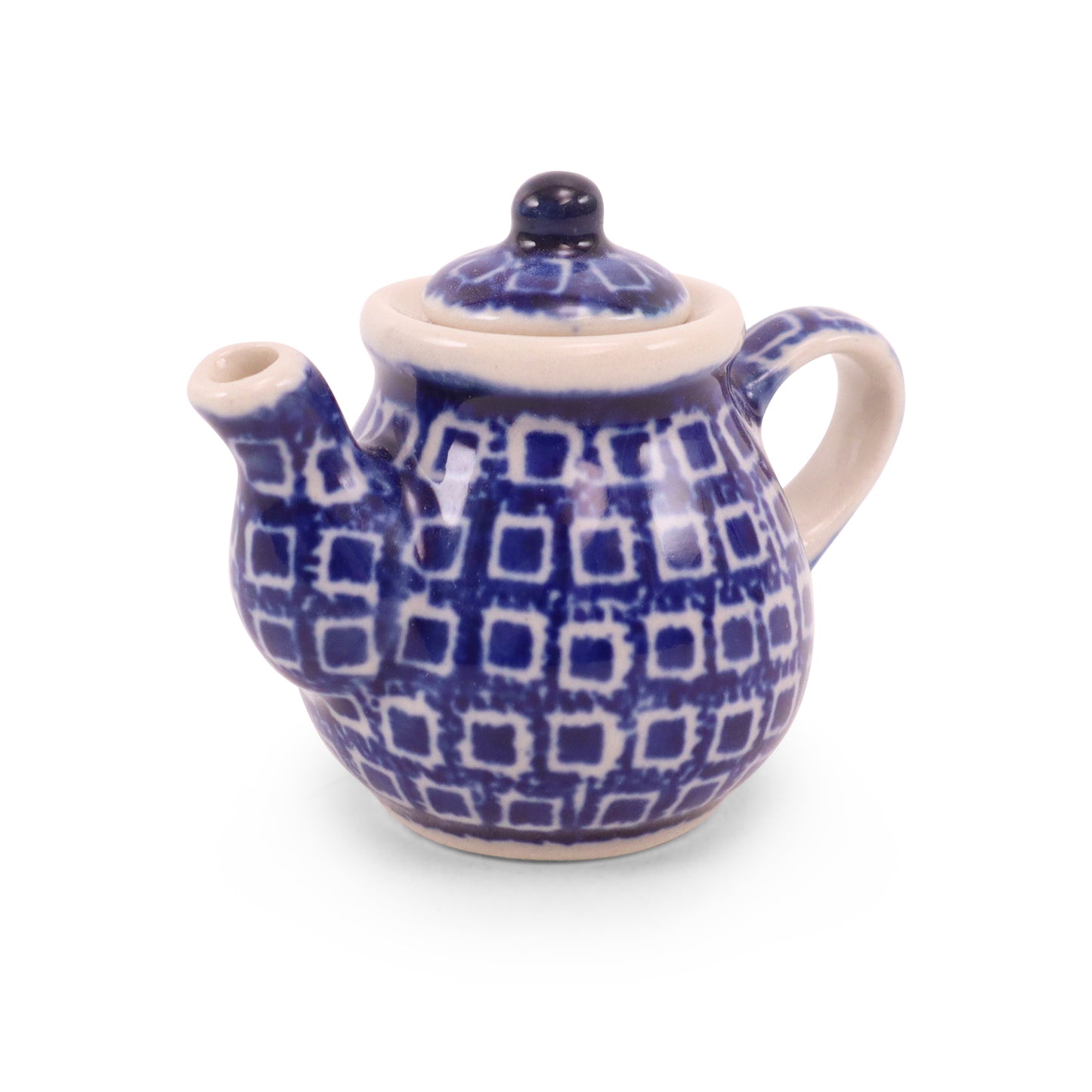Mini Decorative Teapot. Pattern: Blue Tiles