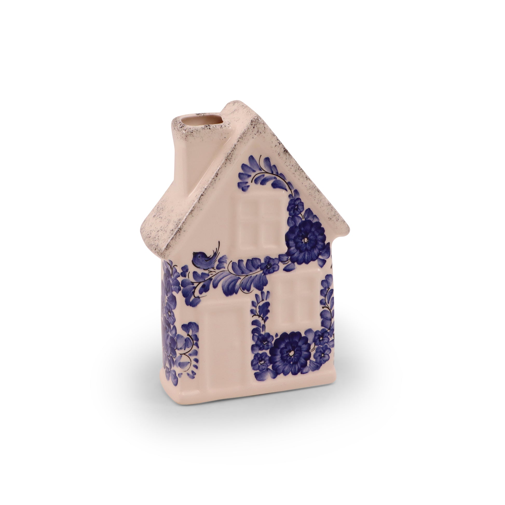 6"x5" House Figurine. Pattern: Cobalt