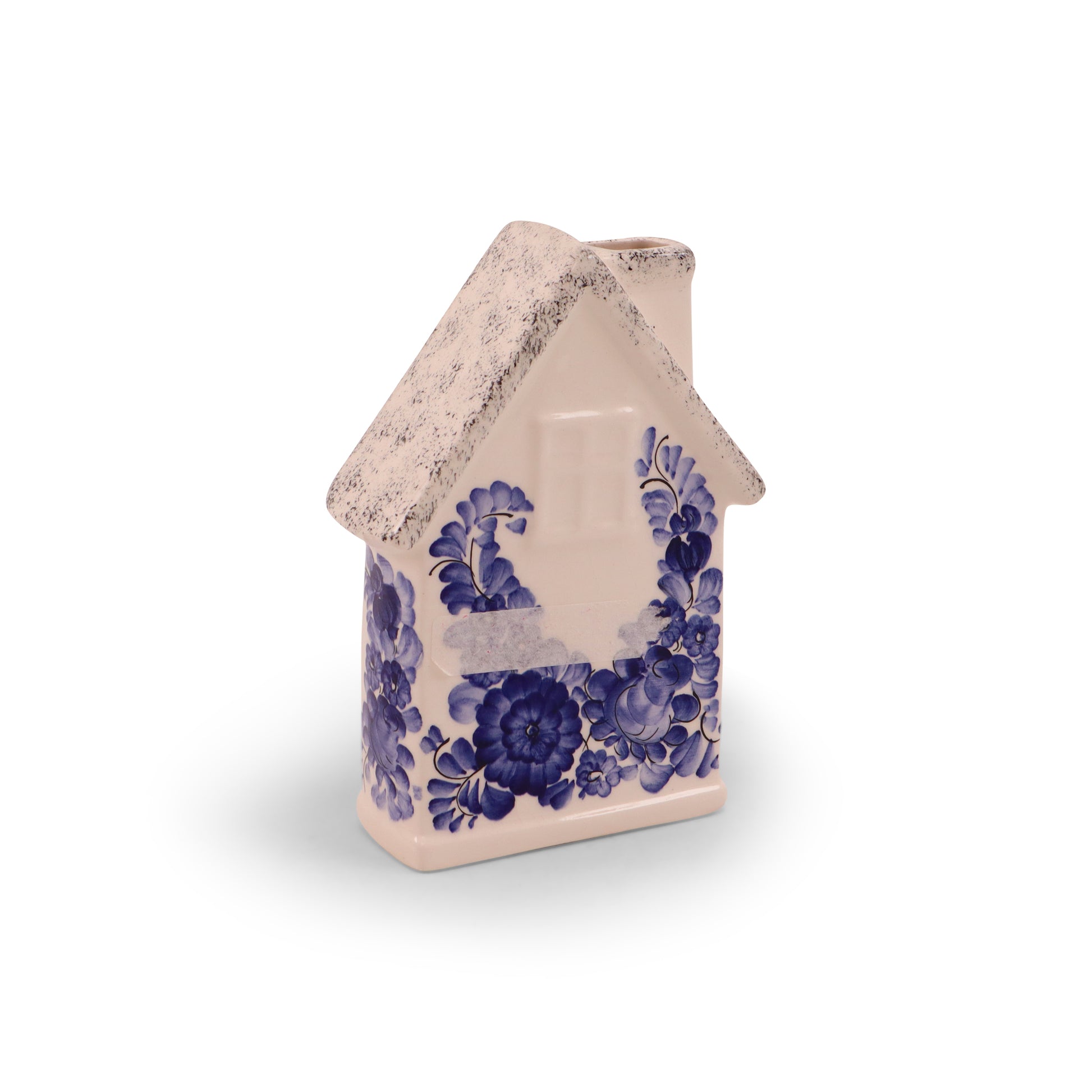 6"x5" House Figurine. Pattern: Cobalt