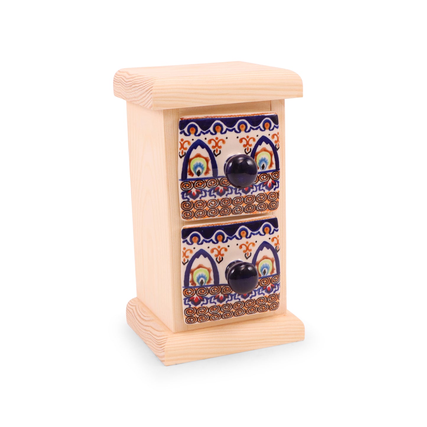 4"x4.5"x8" 2 Drawer Wooden Spice Box. Pattern: U38