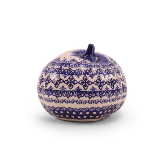 5"x4" Pumpkin Figurine. Pattern: Lacy Cobalt