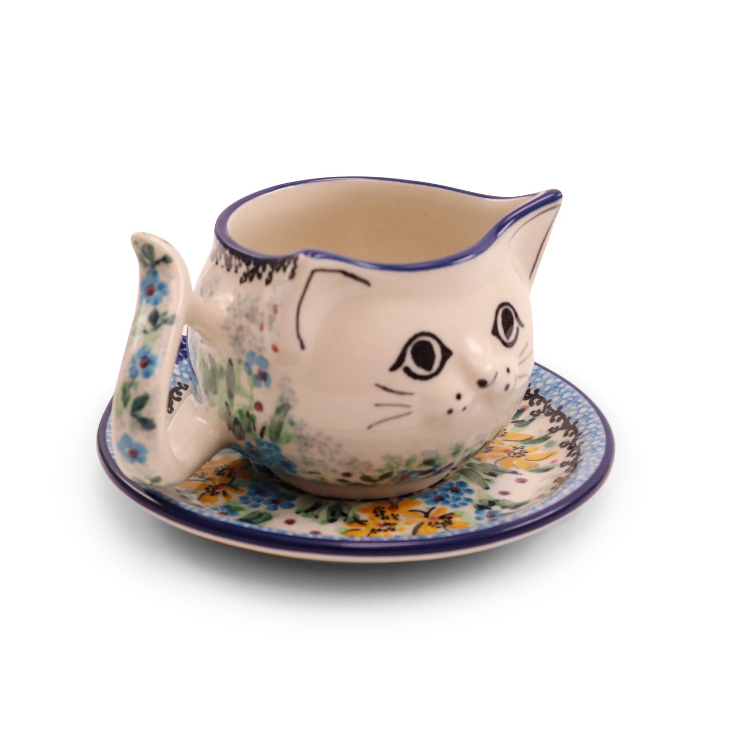 8oz Cat Cup and Saucer .Pattern:Iris Fame