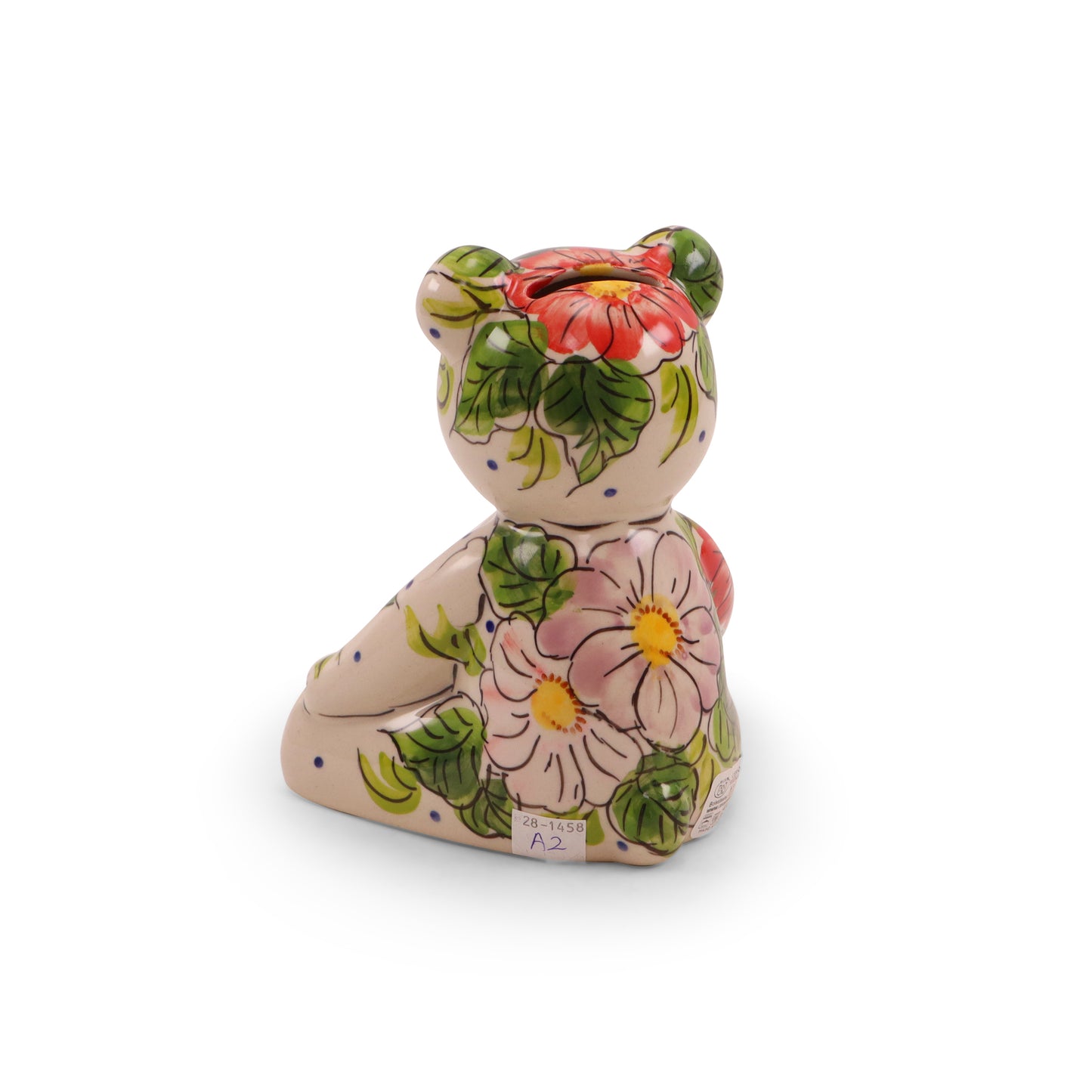 5.5"x7" Teddy Bear Bank. Pattern: First Blush