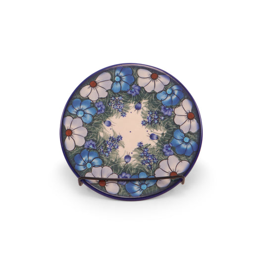 7.5" Round Trivet. Pattern: Cool Blues