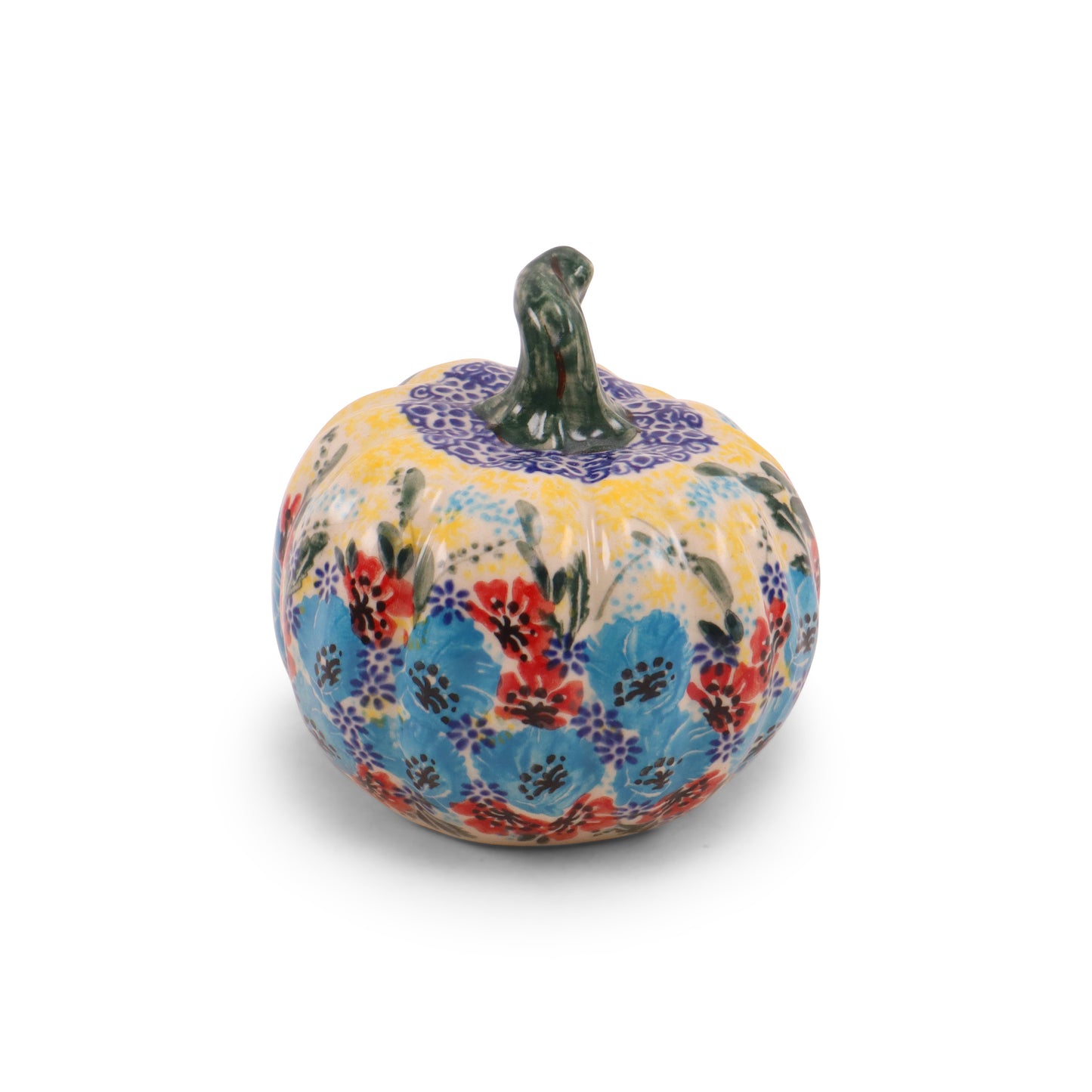 4"x4" Pumpkin Figurine. Pattern: Autumn Aqua