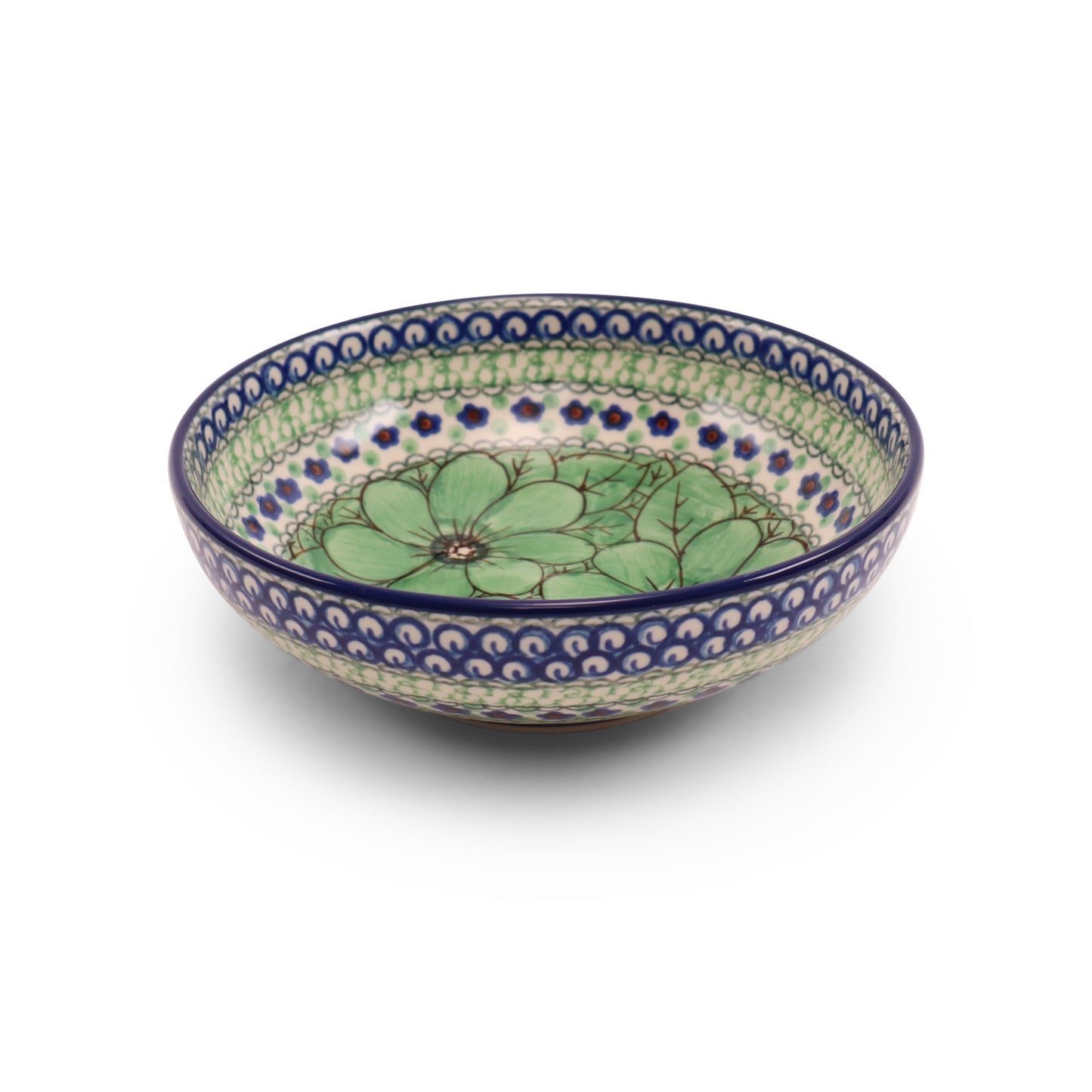 6.5"x2" Shallow Bowl. Pattern: Jade Poppy