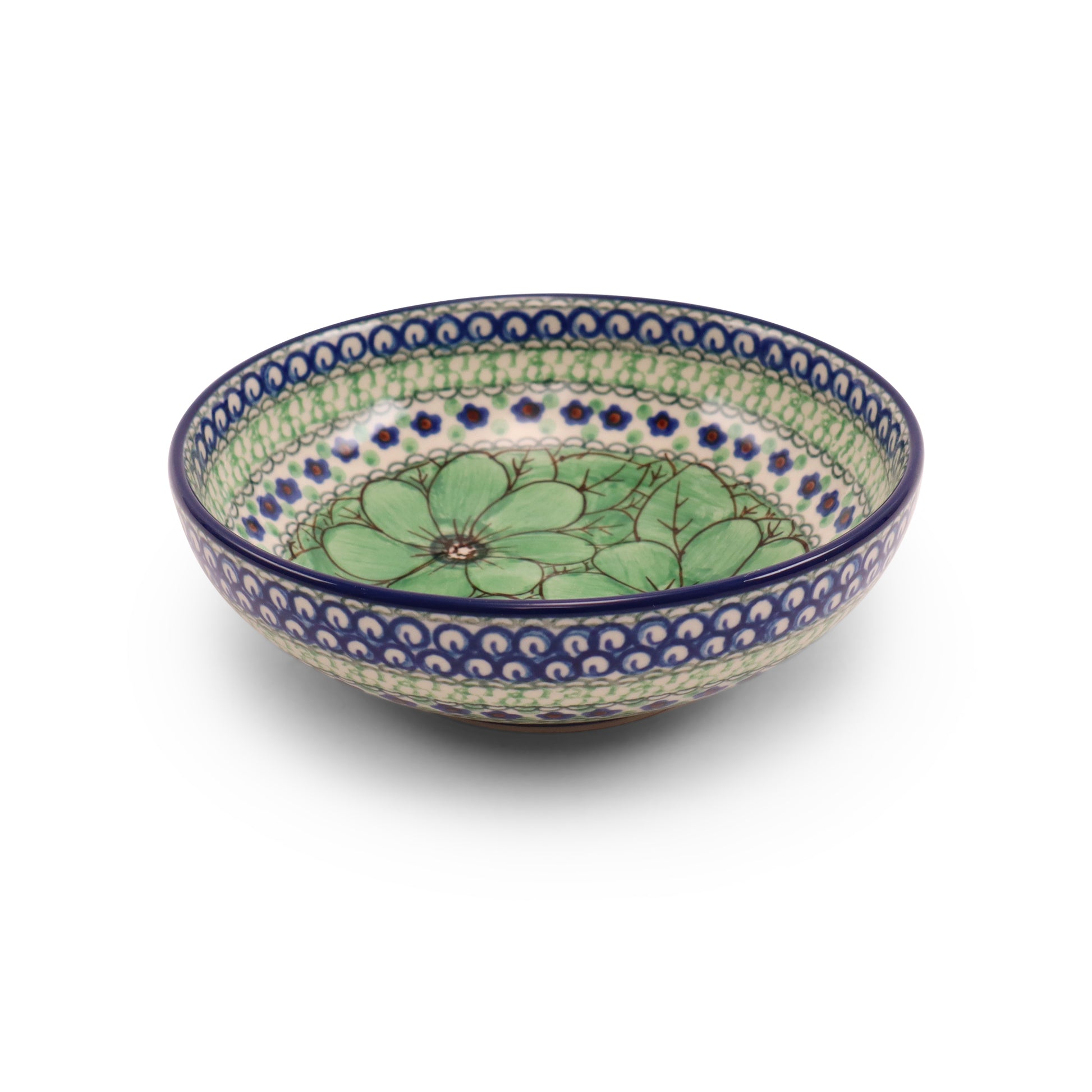 6.5"x2" Shallow Bowl. Pattern: Jade Poppy