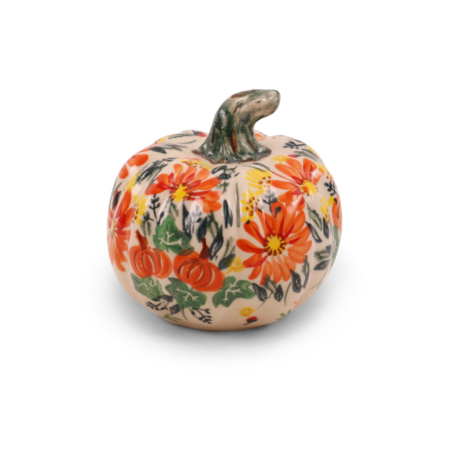 4"x4" Pumpkin Figurine. Pattern: Festive Fall