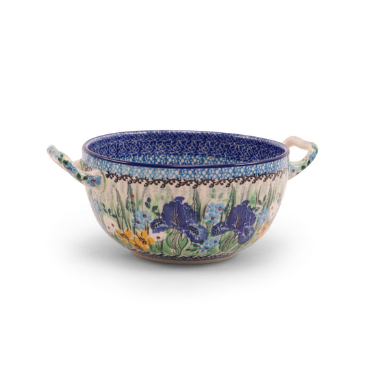 6"x3.5" Bowl with Handles. Pattern: Iris Fame