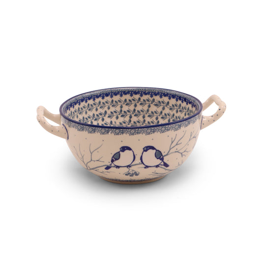 6"x3.5" Bowl with Handles. Pattern: Chilled Couple