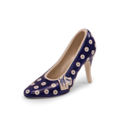7"x4" Slipper Figurine. Pattern: Owl Eye Cobalt