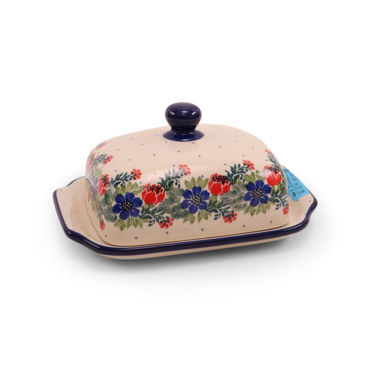 7"x5.5" Butter Dish. Pattern: Around the Clock