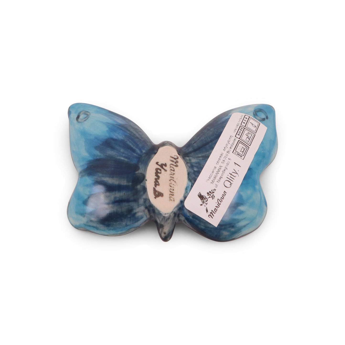 3.5"x3" Butterfly Figurine. Pattern: Blue