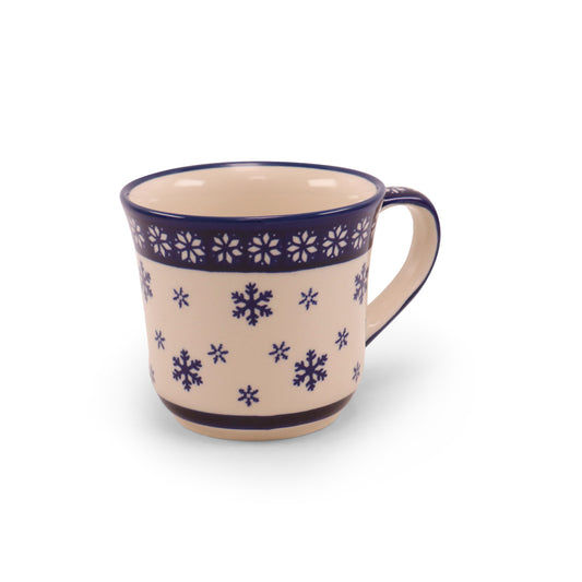 16oz Mug. Pattern: Cobalt Snowflake